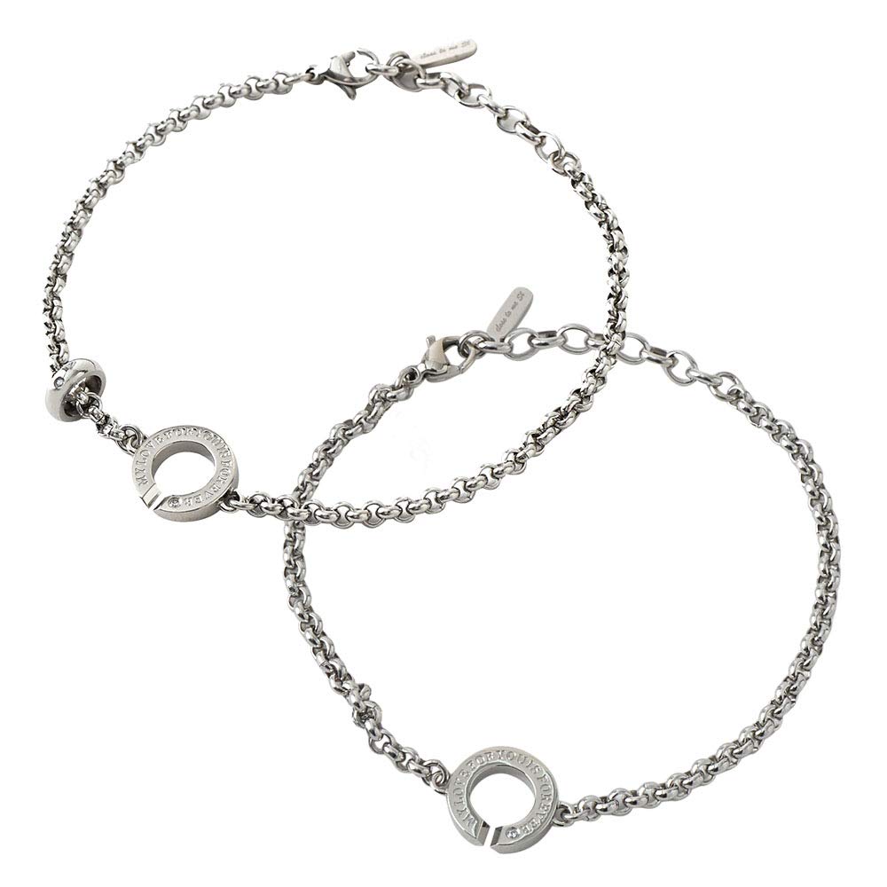 

Two Pair Anklet with Teddy Made of Surgical Stainless Can be and Pair Accessory Diamond [Close Me] Bear, Steel, Engraved, Men s Women s Set, срібний
