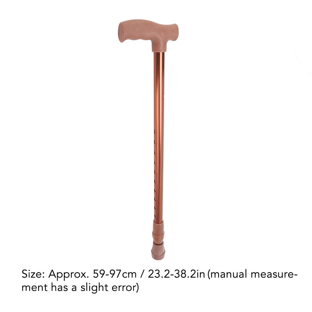 Walking Cane Adjustable Ergonomic Soft Rubber Hand Grip Lightweight Mobility Aid Cane Coffee