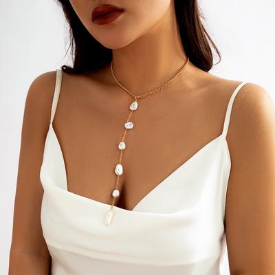 Accessoires, Nischen-lange Y-förmige Fransenkette, französische speziell geformte Barock-Imitationsperlenkette für Damen