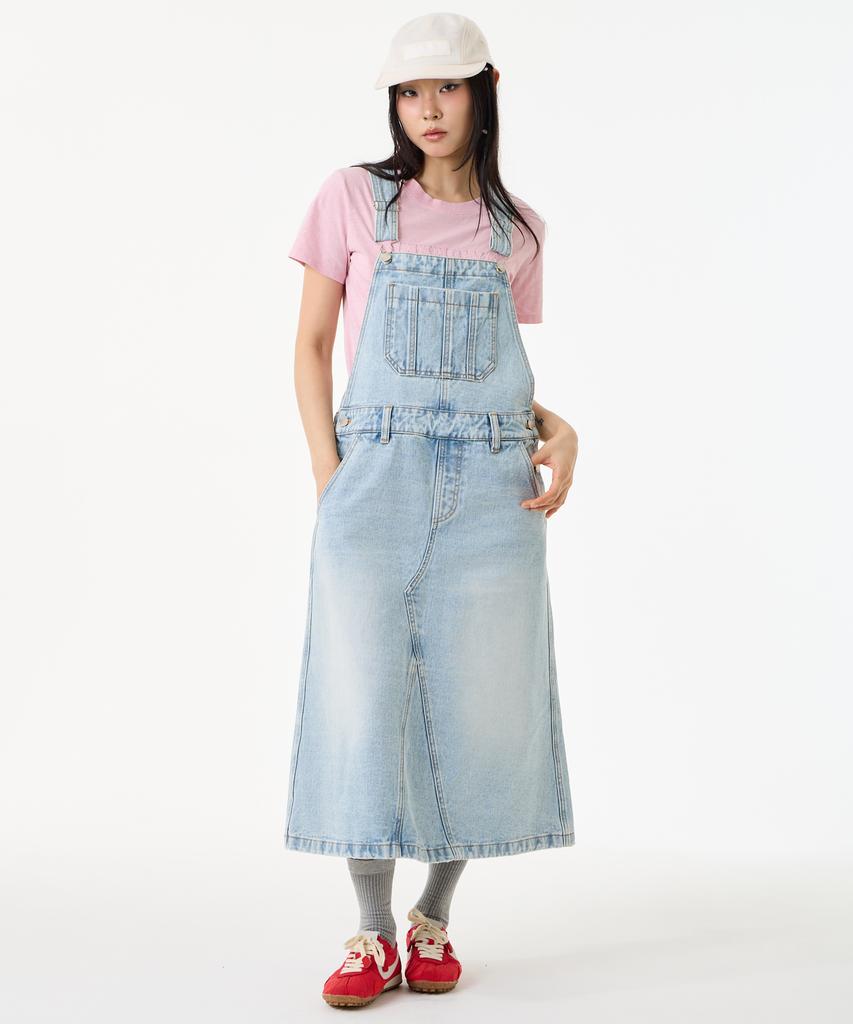 Unknown Planet Light Wash A-Line Denim Overalls