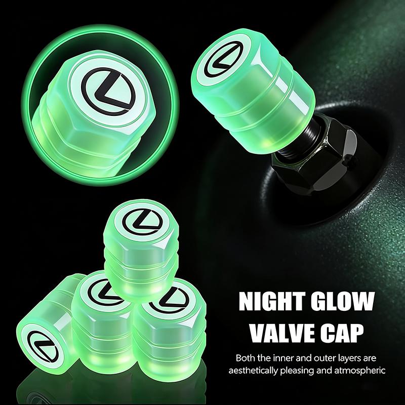 4Pcs Luminous Car Tire Valve Caps Dust-proof Covers Decoration For Lexus F SPORT ES RX NX LS UX LM LX GX LC RZ IS CT GS RC HS SC