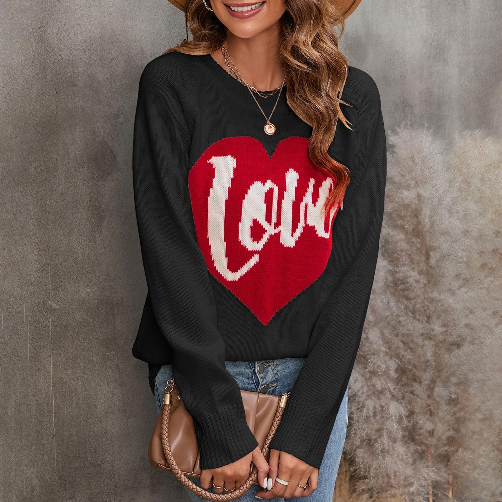Женский свитер с длинными рукавами и круглым вырезом Love Letter L чёрный 2675₽