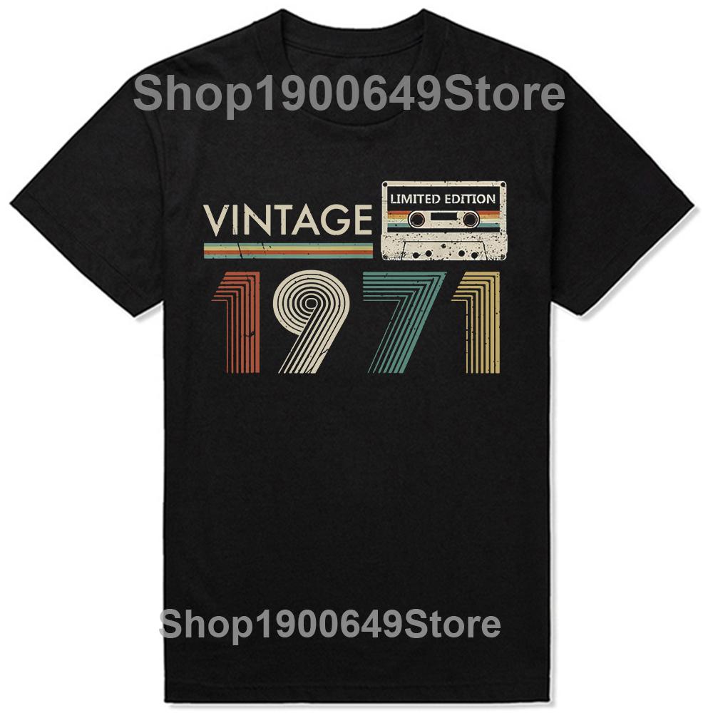 

Vintage 1971 Limited Edition 53th Birthday Music Cassette T Shirts Graphic Streetwear Short Sleeve Birthday Gifts Tshirt Men 4XL