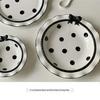 Korean Cute Bow Lace Ceramic Plate & Rice Bowl Set for Desserts and Cakes