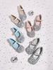 Girls' Elsa Princess Crystal Rhinestone Performance Flats - Non-Slip, Soft Sole