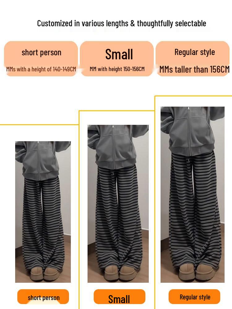 145 Striped Sticky Rice Pants for Women - Autumn/Winter 2026 Collection - Short Height, Thickened Casual Pants for a Visually Taller Look