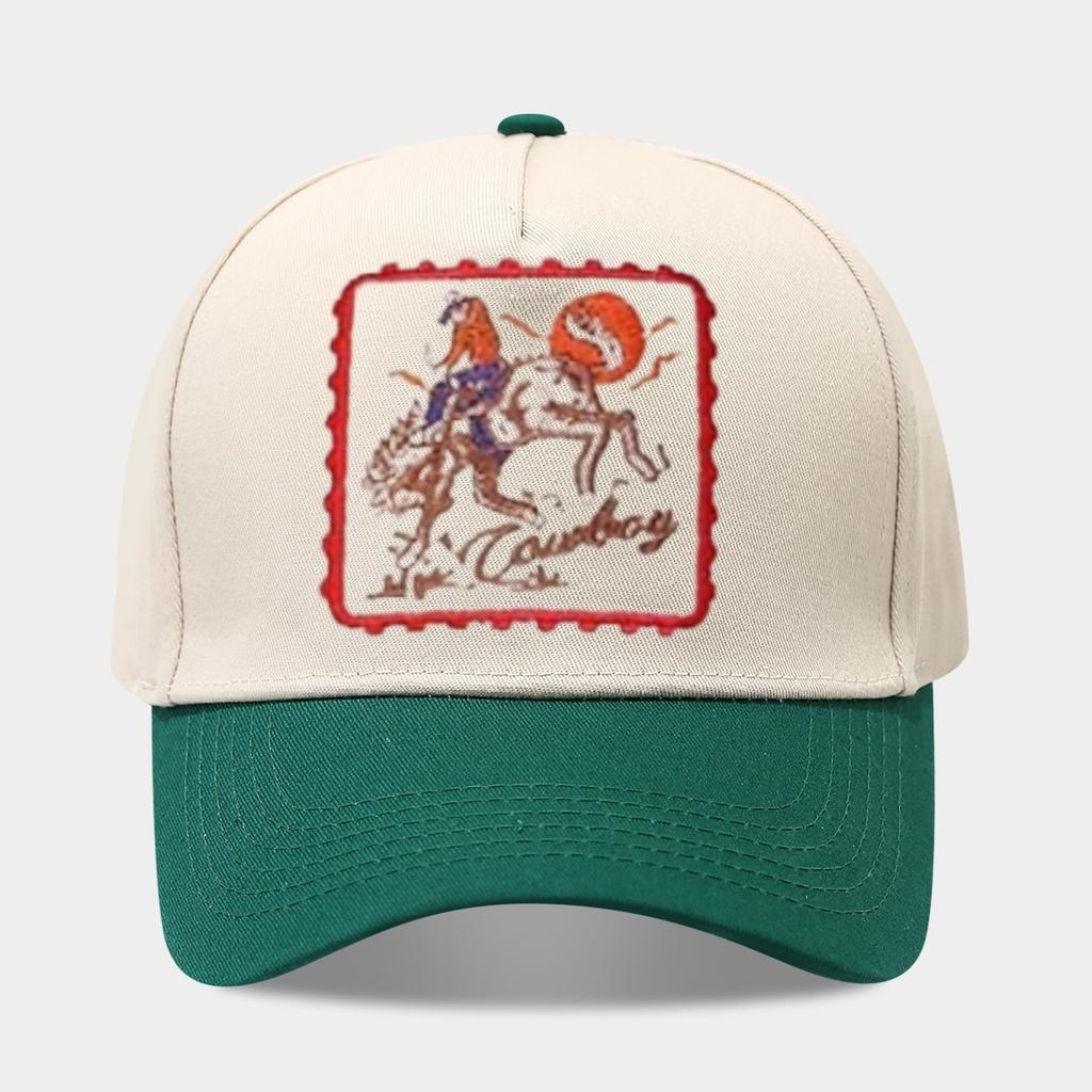 1 Men's COWBOY Riding Baseball Cap,Fashionable Five-Panel Hat,Adjustable Outdoor Casual Cap for Spring and Summer Beach Travel