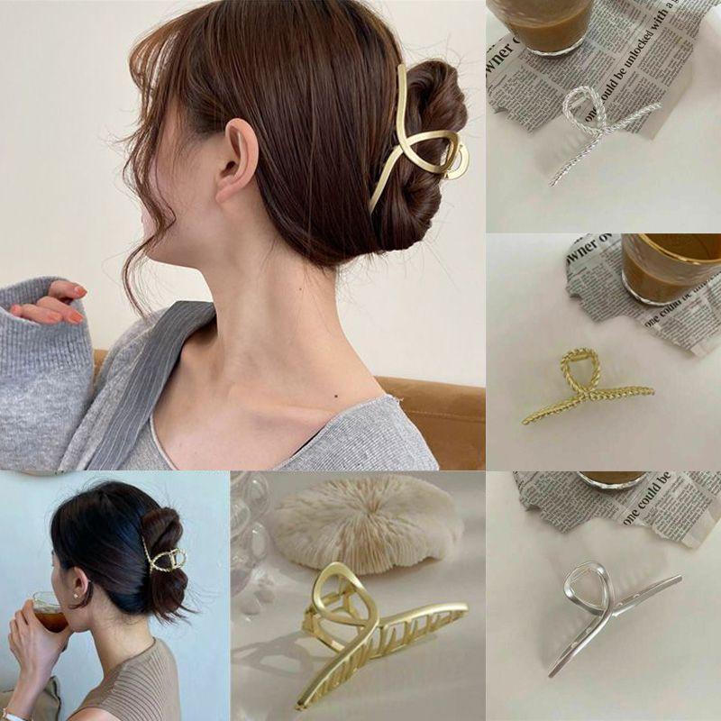Elegant Women Hair Claw Clip Made Of Matte Metal For Strong Non-slip Grip