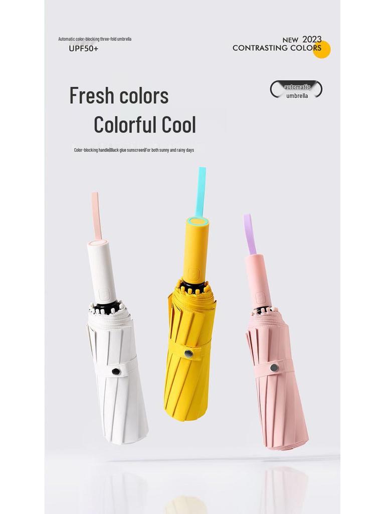 72-Bone Automatic Large Sunshade Umbrella: Durable Parasol for Women and Men, Ideal for Sunny and Rainy Days.