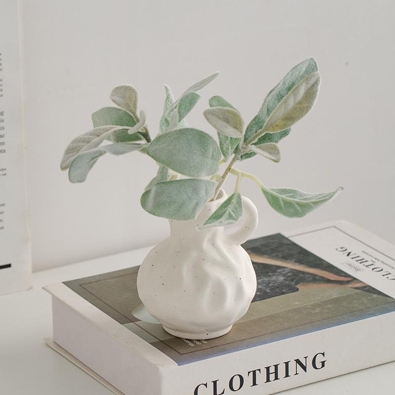 White Ceramic Decoration Dried Flowers Flower Vases Living Room Flower Arrangement Dining Table Foyer Decorations Home Decor