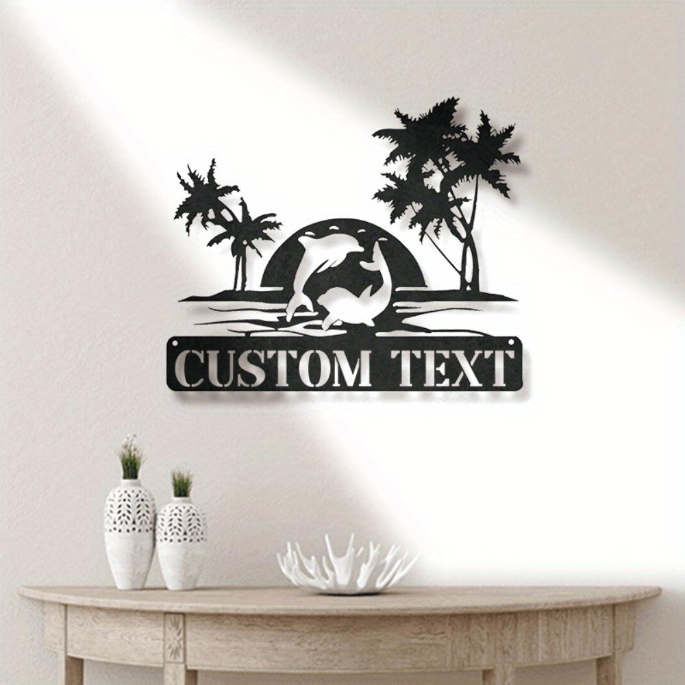 Unique Custom Couple Name Metal Dolphin Sign Contemporary Beach Home Decor Personalized Housewarming Wall Gift