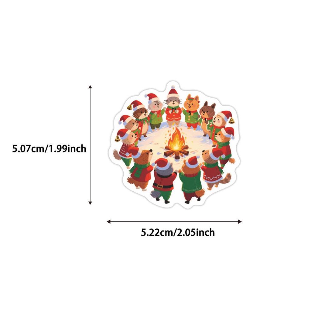 50 Christmas Animal Stickers: Waterproof Decorations for Journals, Phone Cases, and Suitcases
