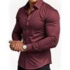 Men S Long Sleeve Shirt Business Casual Stretch Solid Color Cardigan