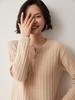 Women's Half-Zip Cashmere Knit Sweater – Long Sleeve, Round Neck Pullover for Autumn and Winter