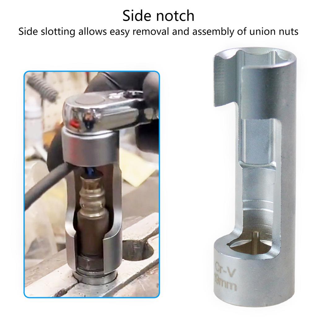 17/19mm Diesel Injector Fuels Pipe Hexagonal Opening Removal Sleeve Oxygen Sensor Wrench Pipe Socket Workshop Hand Tool