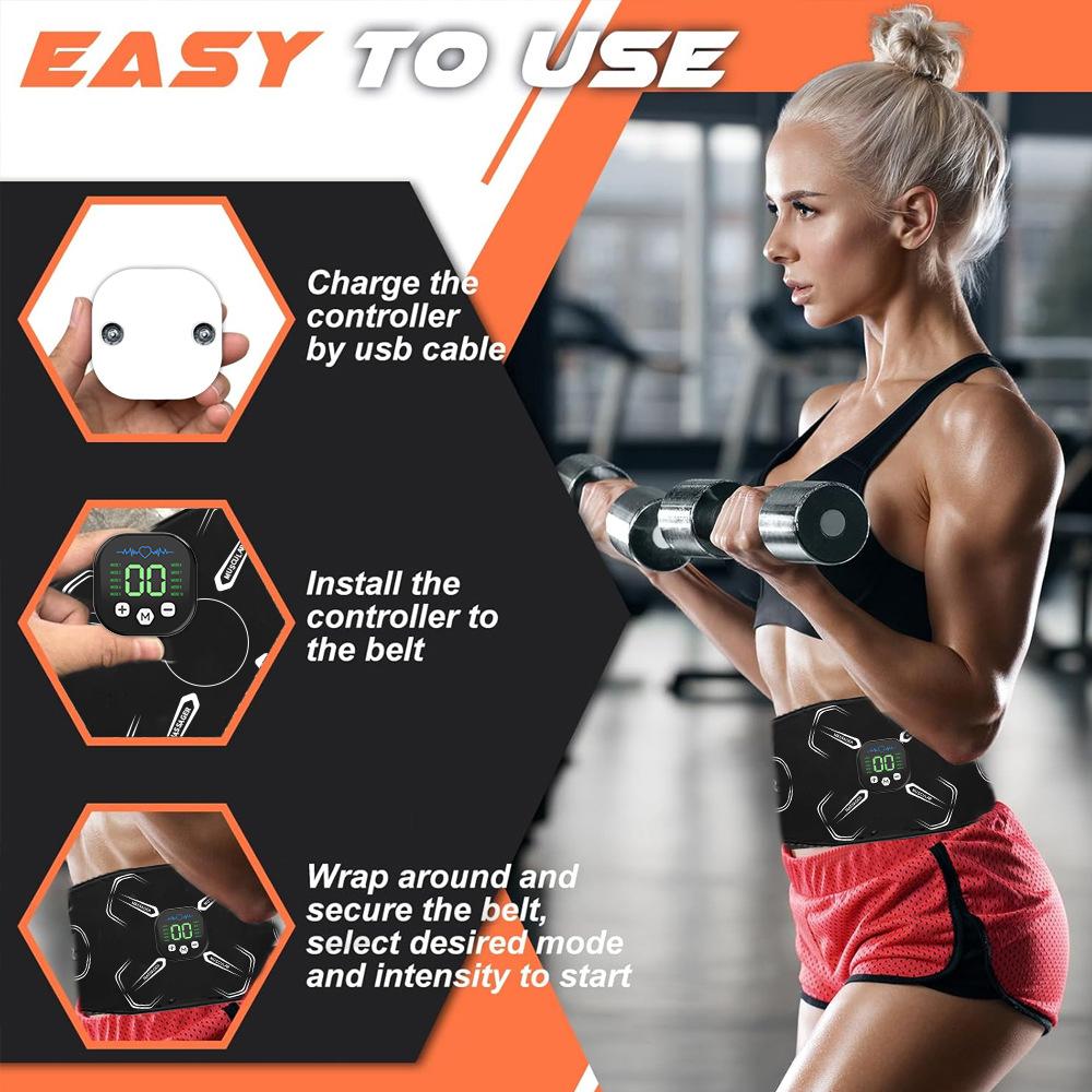 Abdominal Massager Muscle Toner Abdominal Toning Belt Electric USB Recharge Fitness Training Gear Ab Trainer Fitness Equipment
