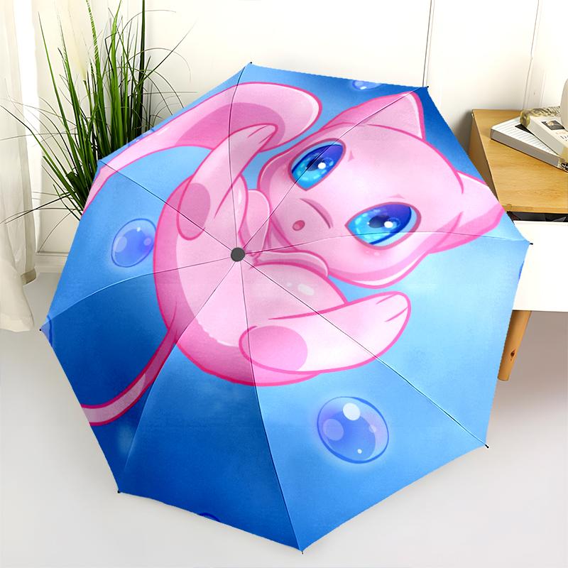 Mew Pattern, Automatic Folding Umbrella, Portable and Foldable Design, 8 Ribs, a Christmas or Birthday Gift.