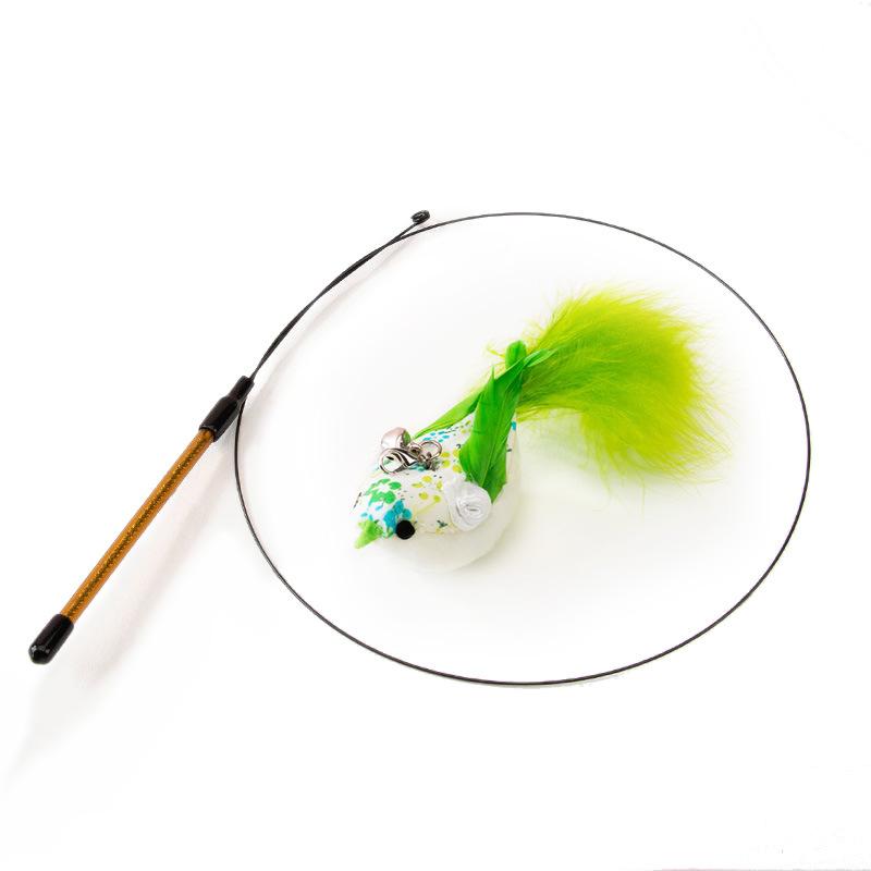 Cat Teasing Stick Cat Relief Self-hi Feather Bite-resistant Steel Wire Long Rod Can Replace The Head Kitten Toys Pet Supplies