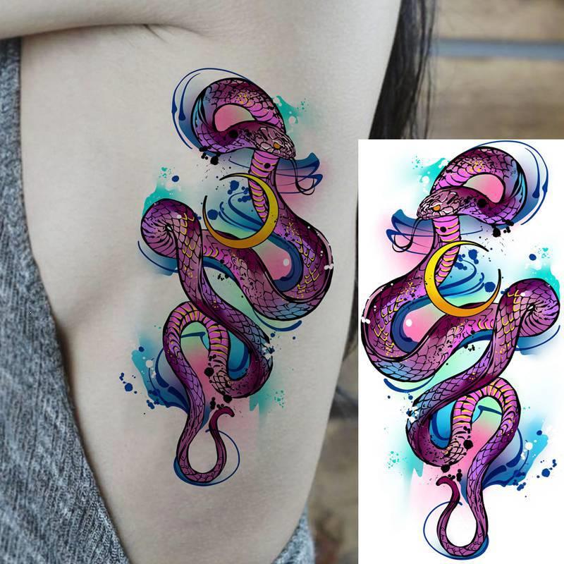 Kreativer Schlangen- & Skorpionblumen-Tattoo-Aufkleber - Temporäres Armdesign