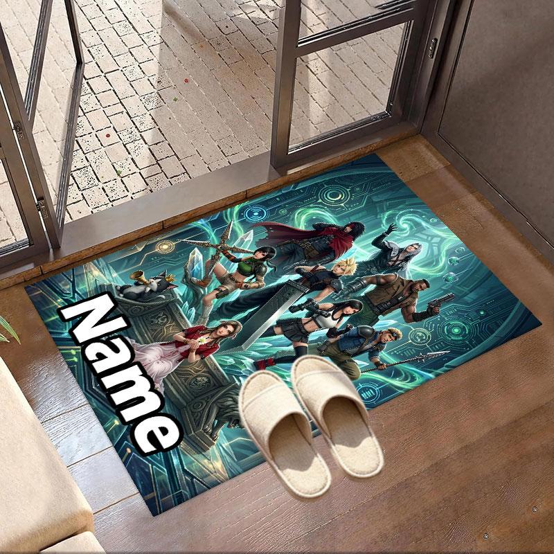 Benutzerdefinierter Name Personalisierter Final Fantasy Druck Teppich, Vielseitiger Heimdekor Teppich, für Spielzimmer, Wohnung, Balkon, Eingangsbereich, Flur Geschenk