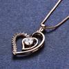 Versatile Japanese and Korean Silver Rose Gold White Diamond + Double Love Women's Necklace
