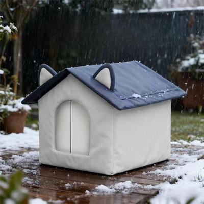 Katthus för utekatter Grottsäng Sluten Väderbeständig Vattentät Varm Vinter Vindsäker