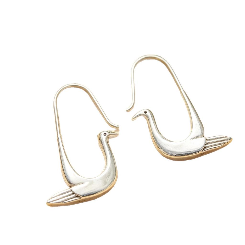 Bohemian Retro Silver Bird & Swan Earrings