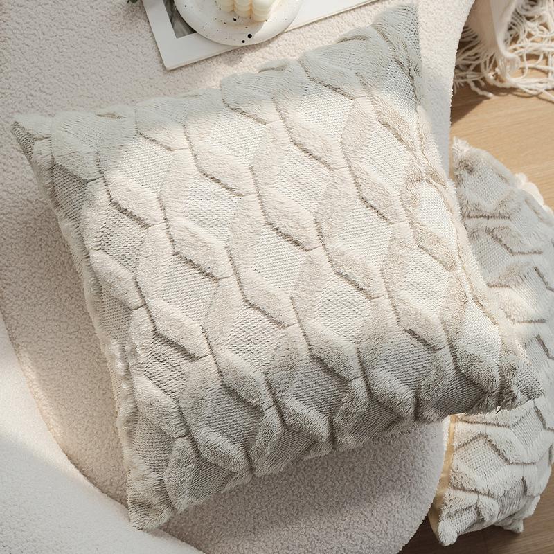 Sofa Pillowcase Ins Style Nordic Style Solid Color Light Luxury Plush Home Fabric Pillowcase