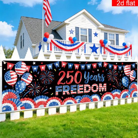 250th Anniversary Banner 6.5x1.5ft 250 Years of Freedom American Patriotic Decoration