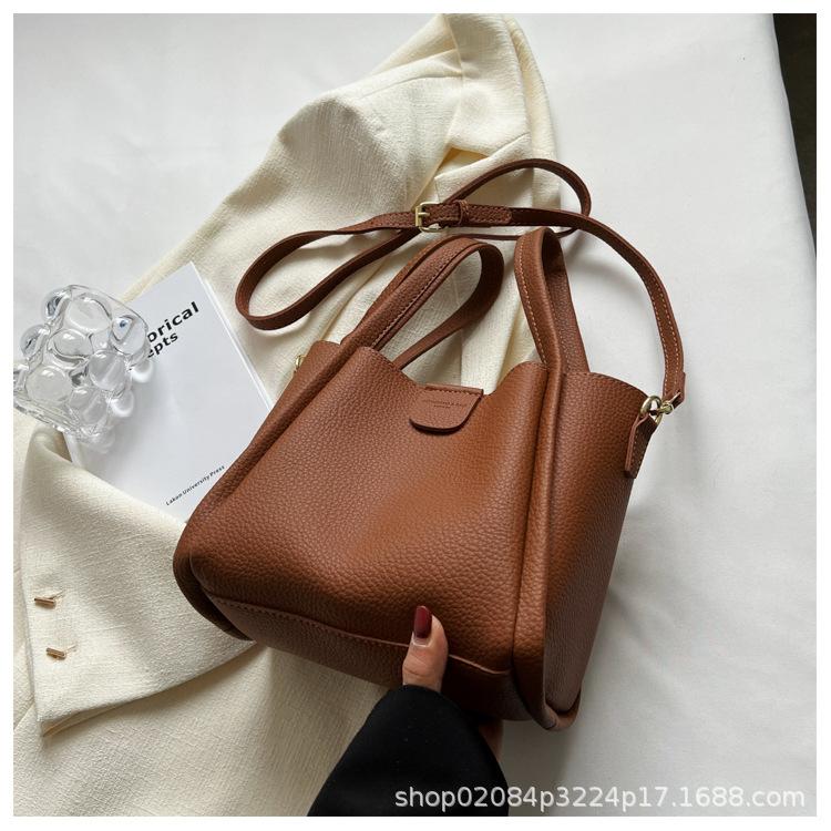 2025 New Vegetable Basket Trend Explosion Solid Color Tote Bag Versatile Messenger Bag Shoulder Bucket Bag