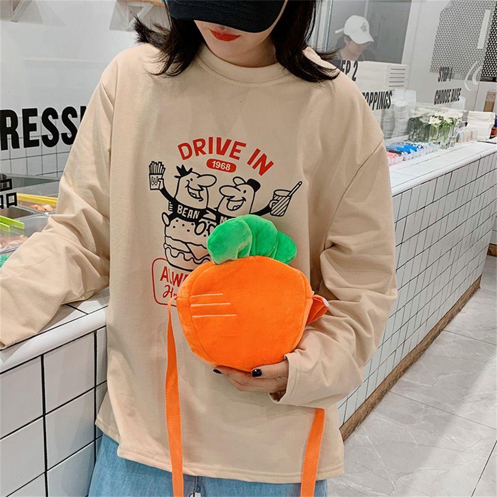 Strawberry Carrot Plush Shoulder Bags Cute Fruit Crossbody Bag Candy Bag Kids Plush Bag School Bag