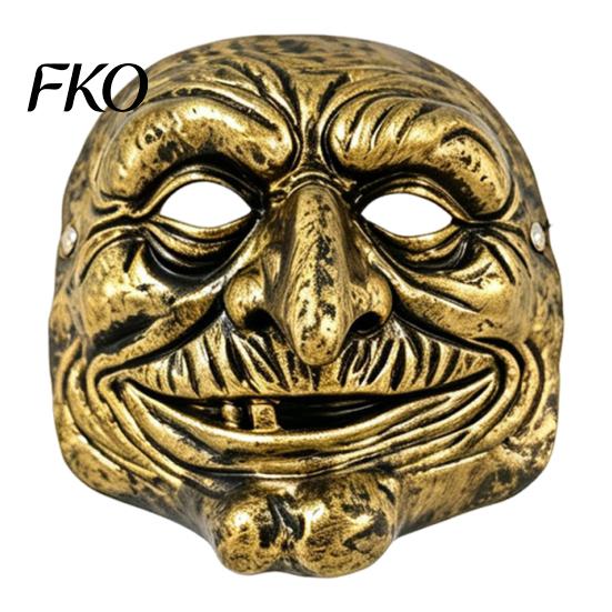 Dark Atmosphere Party Mask Halloween Vintage Clown Face Mask, Gold Silver Creepy Prop Unique Retro Masquerade for Party, Scary Costume Haunted золотистый