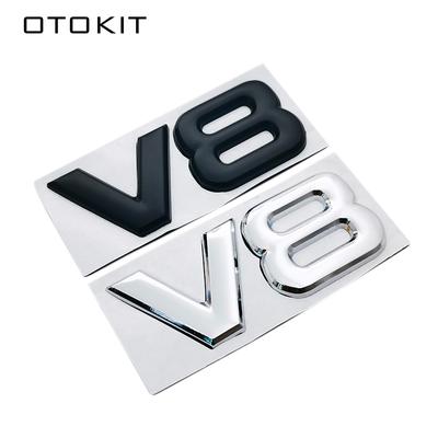 Otomatik Metal Alaşım 3D V8 Logo Motor Hacmi Gövde Arka Araba Rozeti Çıkartması Krom V8 Yan Kanat Amblem Etiket Araba Styling
