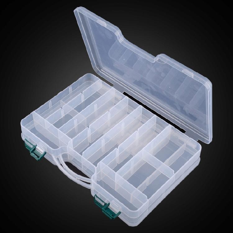 Two Layer Fishing Tool Box  Organizers with Removable Dividers  Baits Accessory Box Plastic Fishing Tool Box