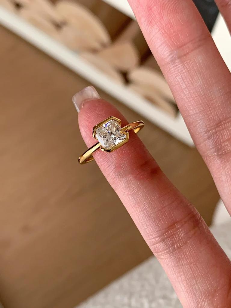 Princess Moissanite Chic Cut Ring With Eyecatching Pear Drop Design Women For