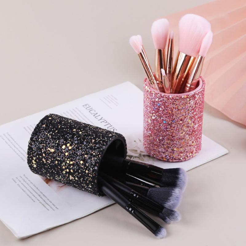 Women Makeup Brush Bucket Cosmetic Storage Box Pencil Vase Comb Container