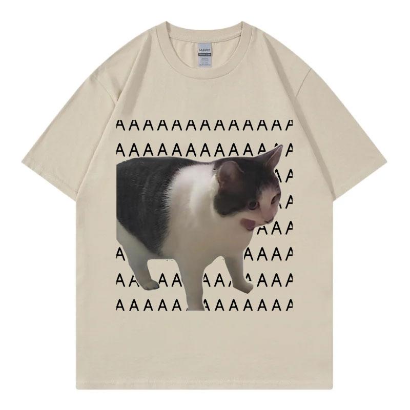 

Грустный Плачущий Кот Смешной Мем Футболка Высокое Качество Модная Футболка с Коротким Рукавом Летняя Повседневная Футболка из Чистого Хлопка Оверсайз Унисекс XXXL хаки