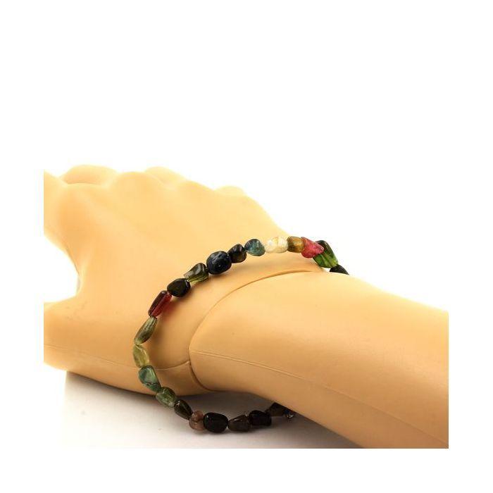 Pierres et Minéraux. Bracelet Tourmaline multicolore du Brésil. Taille Personnalisable. Fabriqué en France.