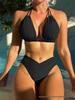2025 Stylish Chain-Detail Split Bikini Swimsuit - European/American Women's Swimwear