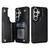 For Samsung Galaxy S26 Ultra/S26 Plus/S26 Wallet Case With Card Holder, PU Faux Leather Kickstand Case, Double Magnetic Clasp