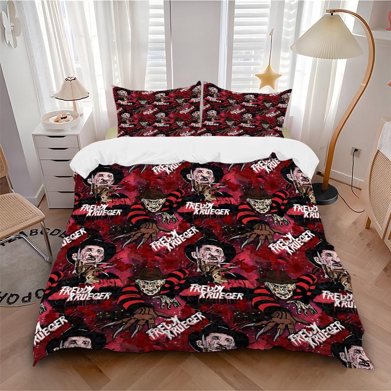 

3pcs A Nightmare on Elm Street Bedding Set, Soft Polyester Duvet Cover and Pillowcases Machine Washable Seasons all suitable 80 135x200cm