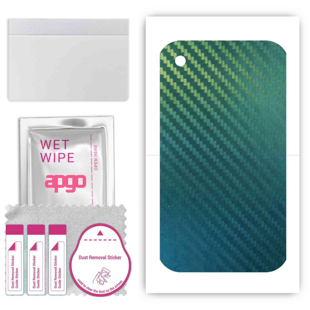 apgo Protective Skin Sticker for the Back Compatible with Apple iPhone 3GS, Wrap Film, Foil, Vinyl - Pattern Carbon Chameleon CAKA1