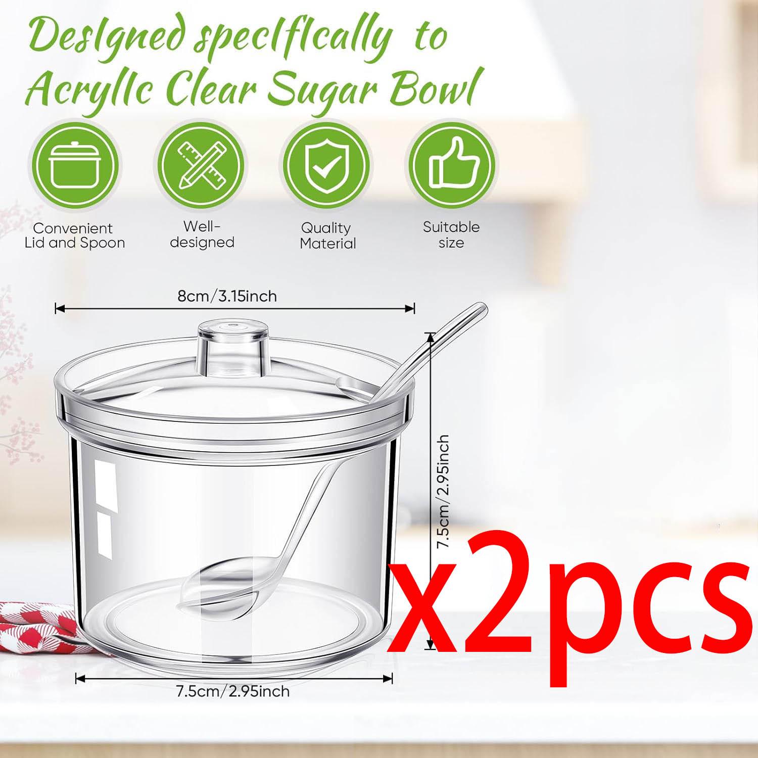 

Acrylic Sugar Containers/Clear Sugar Holder Dispenser Salt Bowl with Lid for Serving Condiment Candy Coffee Tea Spices Herbs