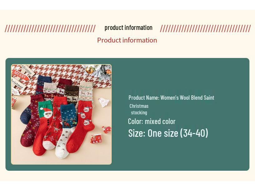 Women's Christmas Deer Wool Socks: Mid-Calf, Autumn/Winter Style, Gift Boxed