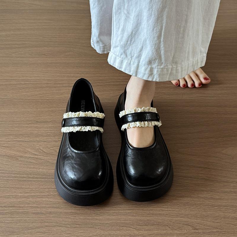College style skirt small leather shoes 2025 spring new lace lace Velcro loafers women's Japanese JK single shoes