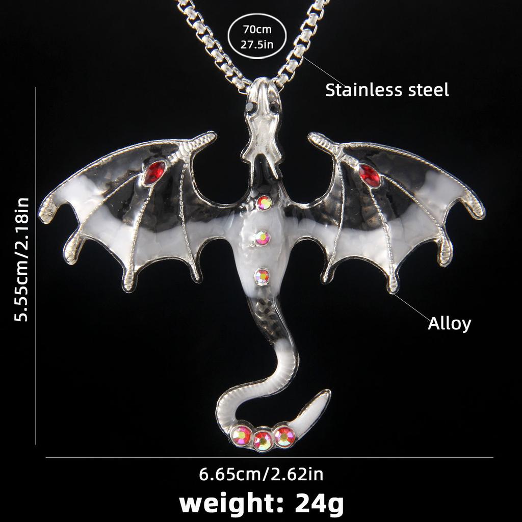 Dripping oil cartoon dragon color necklace European and American fashion animal stainless steel lanyard