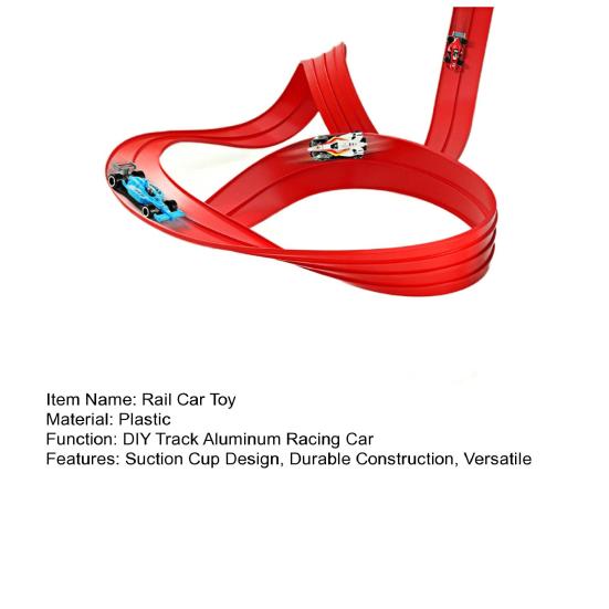 Race Car Track Toy Set Flexible Rail Car Track Tough Suction Cup Bendable Loopable Kids Car Toy Adhesive Rail Car Play Kit