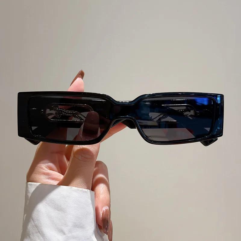 New Luxury Brand Designer Small Frame Rectangle Sunglasses Women For Men Vintage Sun Glasses Popular Punk Leopard Shades UV400