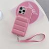 For iPhone 14 Pro Case Card Slots Kickstand PU Leather+PET Phone Cover with Wrist Strap