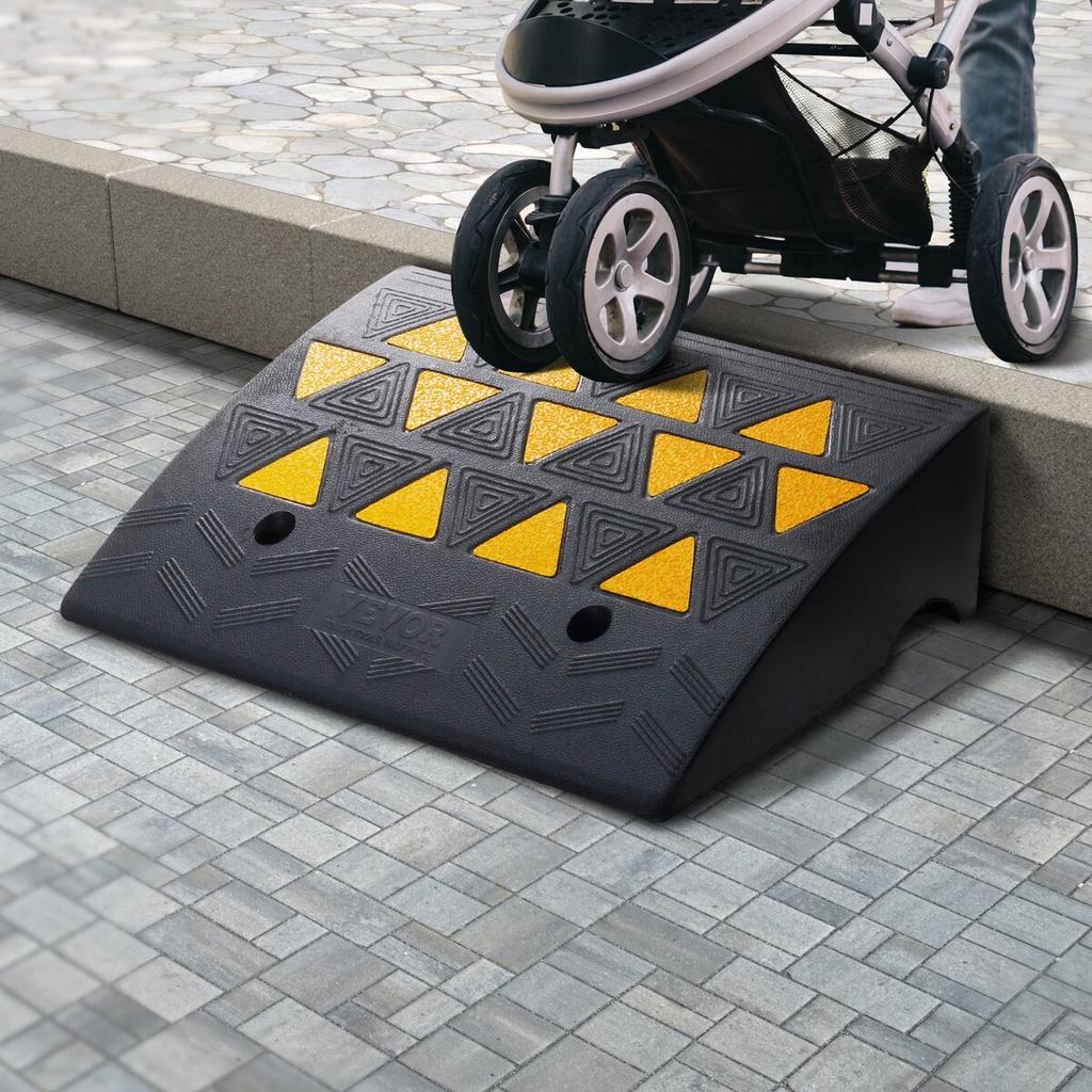 Rubber Curb Ramp 2 Pack, 6" Rise Height Heavy-Duty 33069 Lbs/15 T Capacity Threshold Ramps, Driveway Ramps with Stable Grid Structure for Cars,